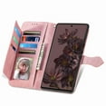 thumbnail image 6 of SaniMore Case for Google Pixel 7 6.3" 2022, PU Leather Zipper Wallet Detachable Lanyard Retro Embossed Flower Crad Slots Flip Kickstand Full Body Protective Drop-proof Case For Google Pixel 7, Pink, 6 of 10
