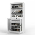 thumbnail image 3 of Palace Imports 100% Solid Wood 32" Pantry Cabinet with Frosted Glass Doors, 2-Drawers and Adjustable Shelves, White, 3 of 7