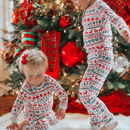 

Praeter Family Pajamas Set Christmas Print Adult Children s Baby Home Clothing Two-piece Set
