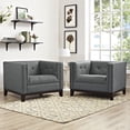 thumbnail image 2 of Modern Contemporary Urban Design Living Lounge Room Armchairs ( Set of Two), Grey Gray, Fabric, 2 of 5