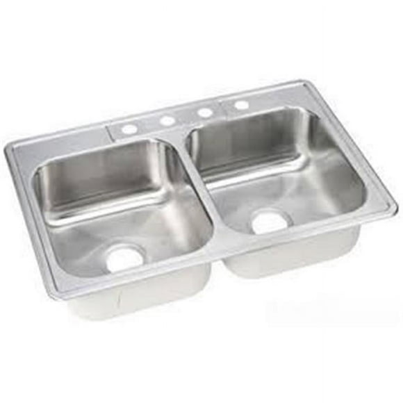 Elkay DSE233191 Dayton Elite Stainless Steel Double Bowl Top Mount Sink 33 X 19 X 8 In.