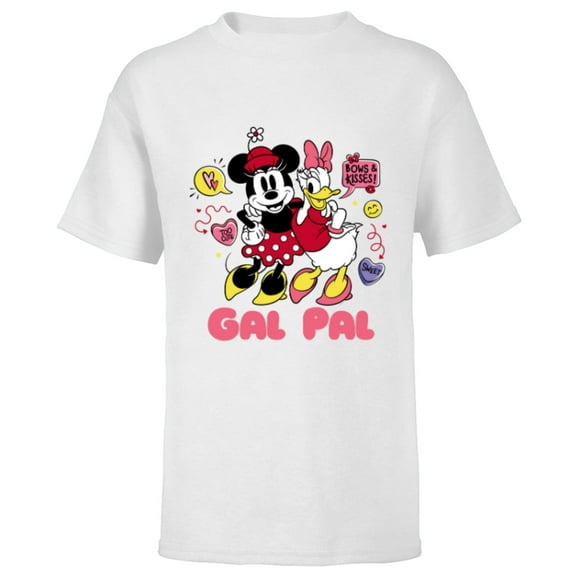 Disney Minnie Mouse and Daisy Duck Gal Pal Cute Retro - Short Sleeve T-Shirt for Kids - Customized-White