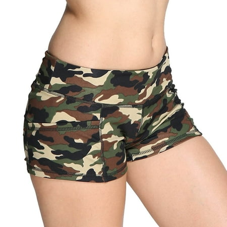 

Puawkoer Pants Print Camouflage Sports Summer High Women s Pant Short Waist Pants Clothing Shoes & Accessories L Green
