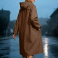 thumbnail image 4 of Womens Long Raincoats Rain Jacket Waterproof Packable Hooded Windbreaker Coffee XL, 4 of 7