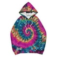 thumbnail image 5 of Sriper Women's Lightweight Tie-Dye Hoodie, Trendy Fleece Liner Pullover with Pocket, Casual Gym Wear, Plus Size Tunic Tops, Winter Clothes, Oversized Comfort Fit, 2025 Seasonal Fashion Hot Pink M, 5 of 5