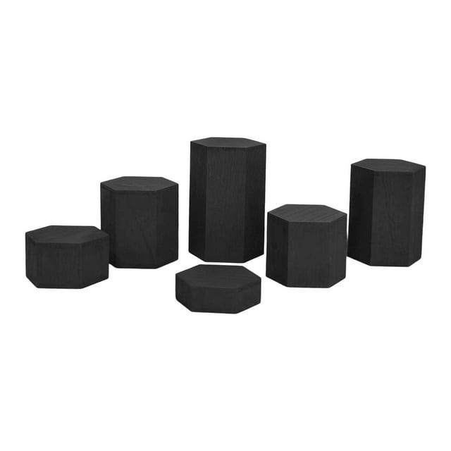 6 soportes hexagonales de madera para joyas y perfumes, para cocina, para hombres y mujeres. Negro