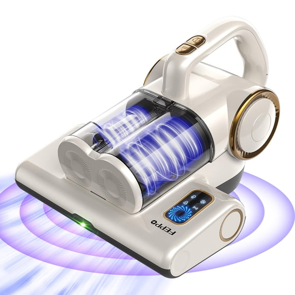 FEPPO - Aspiradora de colchón para cama de 16 Kpa con luz UV-C de 253,7 nm, calor de 150 °F, filtro HEPA y ultrasónico, aspiradoras de mano versátiles para cama, sofá, cuna (cable, 500 W)