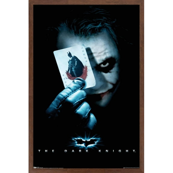DC Comics Movie - The Dark Knight - The Joker with Batman Playing Card Wall Poster, 22.375" x 34", Framed