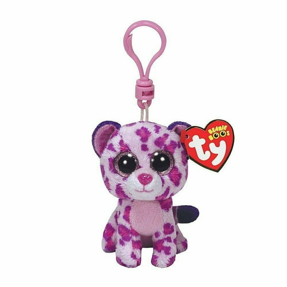 TY Beanie Boos - GLAMOUR the Pink Leopard 4" Key Clip Plush (BONUS ONE RANDOM TY ERASER)