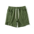 thumbnail image 7 of Penkiiy Men Solid Fashion Pockets Cotton Sports Elastic Mid-waist Lace-up Shorts 2XL Army Green, 7 of 7
