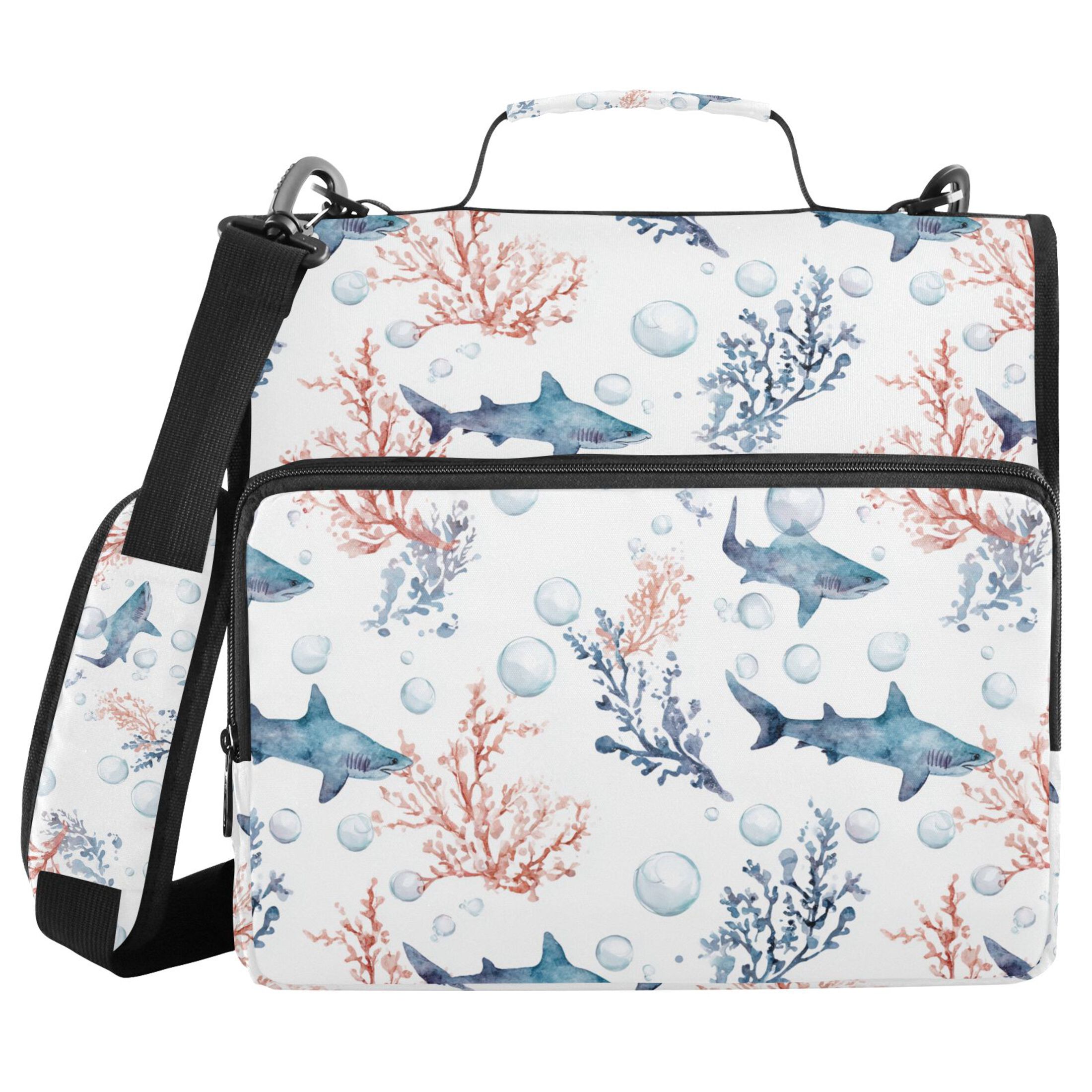 Zipper Binder Shark 1.5 Inch Binder Folder Bag with Shoulder Strap and Handle