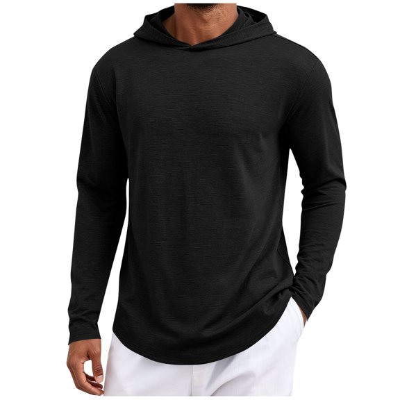 Turilly Hoodies Mens Solid Color Zip Up Hooded Top Soft Casual Fast Drying Long Sleeve Shirt