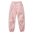 thumbnail image 3 of inhzoy Kids Girls Windproof Water Resistant Jogger Pants Elastic Waist Casual Long Trousers Sweatpants Pink 150, 3 of 5
