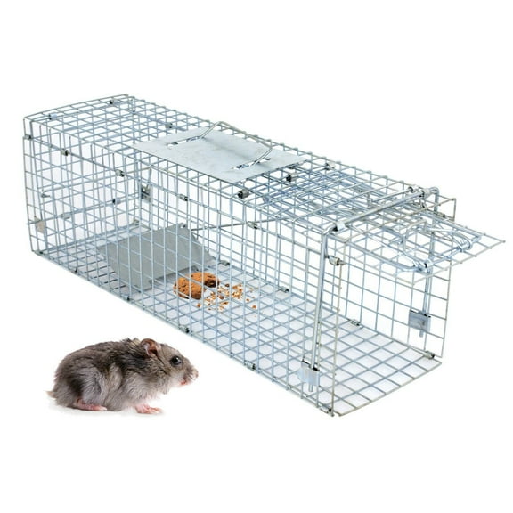 XiHuaZhaoChen Large Collapsible Humane Live Animal Cage Trap for Raccoon, Opossum, Stray Cat, Rabbit, Groundhog and Armadillo,24" x 8" x 7.5"