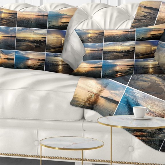 Designart Sea Sunset Collage - Landscape Printed Throw Pillow - 12x20