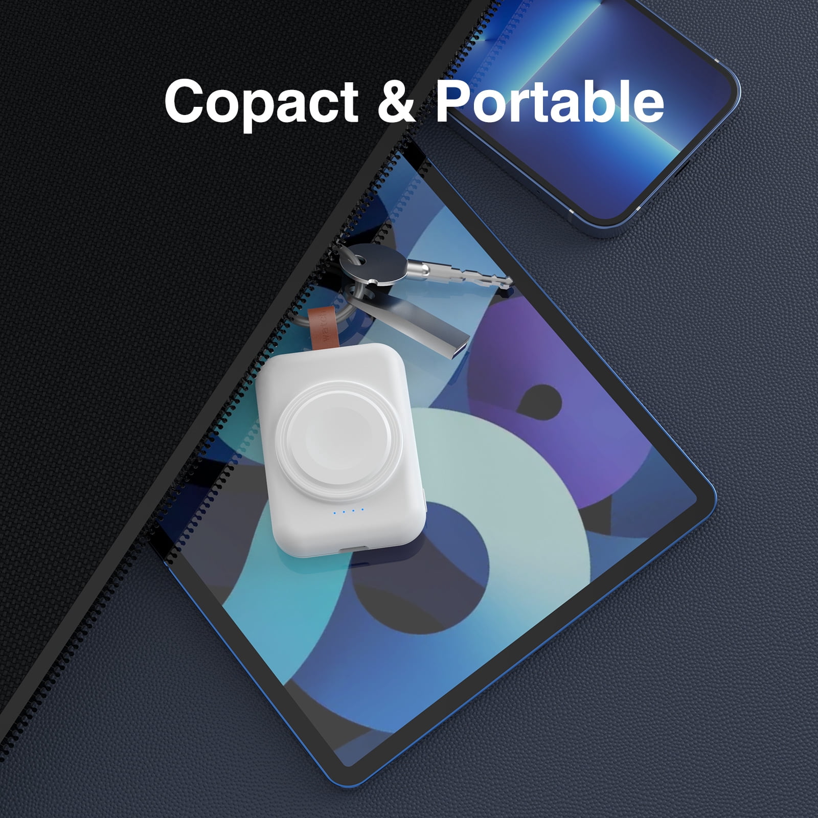 1800mAh Portable Wireless Charger for Apple Smartwatch  Compatible With Apple Smartwatch Series 9/8/7/SE/6/5/4/3/2/Ultra USB Type C Magnetic Charging Dock with Quick-Charging Watch Wireless charger