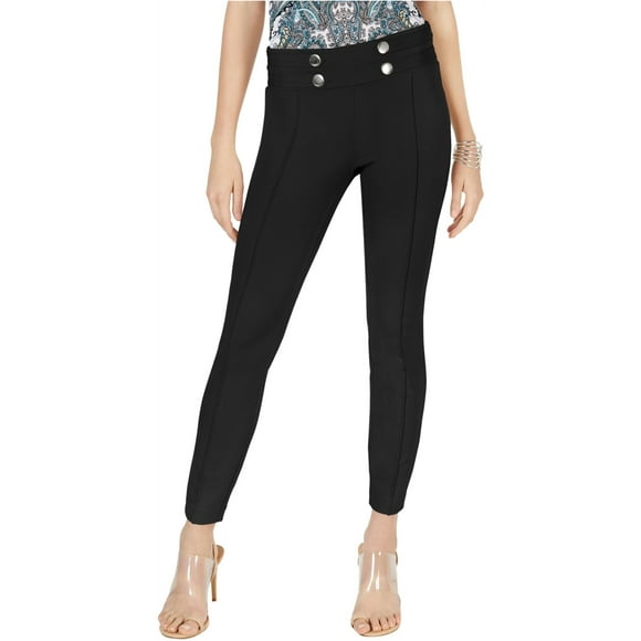 INC Womens Tab Front Casual Leggings, Negro, 0