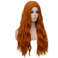 thumbnail image 2 of RightOn Orange Wig Dark Orange Wig for Women Long Curly Wavy Wig Synthetic Wig with Wig Cap, 2 of 5