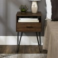 thumbnail image 3 of Croft Mid-Century Modern Metal Hairpin Leg 1-Drawer End Table Set in Dark Walnut, 3 of 7