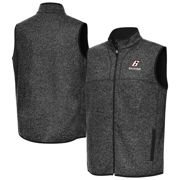Men's-Antigua Heather Black Brad Keselowski Fortune Full-Zip Vest
