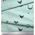 thumbnail image 3 of Soimoi Green Poly Georgette Fabric Mustache Face Print Fabric by The Yard 52 Inch Wide, 3 of 3