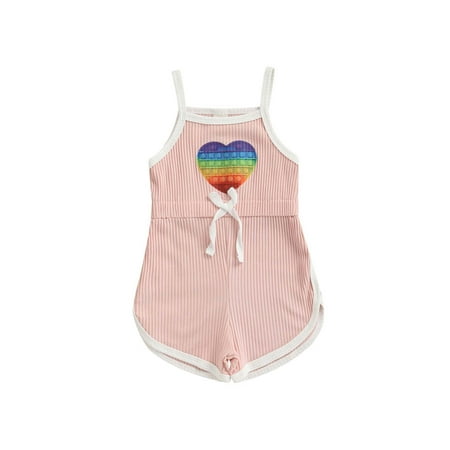 

Calsunbaby Infants Girls Casual Playsuit Sleeveless Square Collar Push Bubbles Fidget Toy Heart Shaped Print One-piece Romper