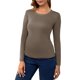 thumbnail image 2 of INSPIRE CHIC Camisetas de Maternidad con Fruncidos de Mujer, Camisas de Manga Larga, Blusas Casuales, Camiseta Básica Ropa 2025 Color Camel Mediana, 2 of 6