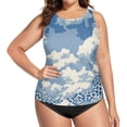 thumbnail image 4 of Women's Printed Tankini Top - High Elasticity Slim-Fit Swimsuit with Removable Straps & Cups, Perfect for Beach & Pool Parties，Leopard Print Pattern, 4 of 7