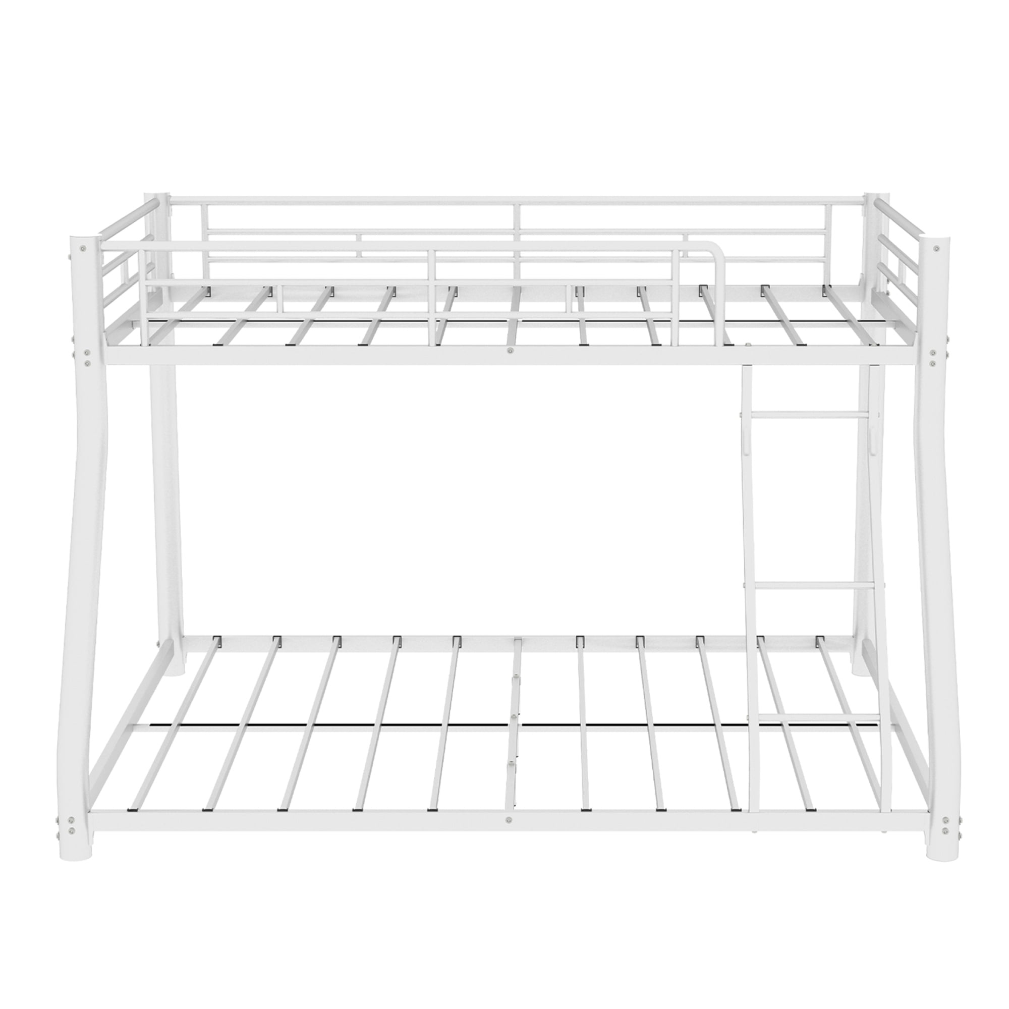 Twin over Full Size Bunk Bed with Ladder and Full-Length Guardrail, Heavy Duty Metal Bunk Bedframe for Teens Adults, Noise Free