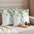 thumbnail image 2 of Summer Eucalyptus Leaves Outdoor Waterproof Pillow Covers, Pastoral Rustic Botanical Decorative Square Throw Pillowcase Sofa Cushion Sham for Patio/Couch/Chair, 18"x18" 2 Pack, 2 of 8