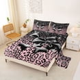thumbnail image 2 of Erosebridal Kawaii Black Ribbon Bow Queen Sheet Sets 4 Pieces For Girls,Leopard Print Glitter Print Bed Set For Teens, 2 of 5