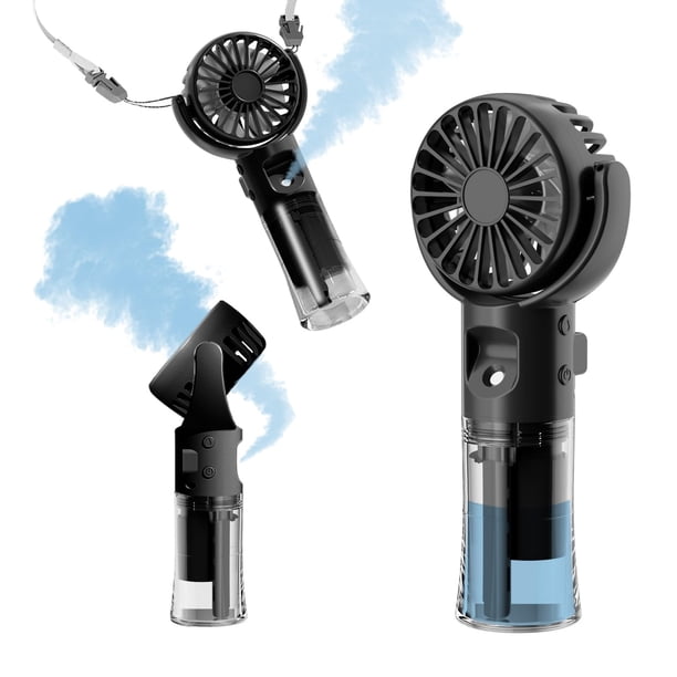 Ventilador nebulizador portátil Frelisiy recargable de 55 ml, 4 velocidades, negro