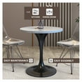 thumbnail image 4 of LeisureMod Verve Mid-Century Modern Round Dining Table with White Resin Top and Black Pedestal Base for Kitchen and Dining Room, 27 Inch, 4 of 10