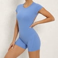 thumbnail image 4 of Wyongtao Women's Jumpsuits Short Sleeve Crew Neck Bodysuit Tops Basic Casual Tshirt Shapewear Bodysuits,Blue M, 4 of 8