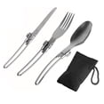 thumbnail image 1 of Outdoor Use Utensil Set Cutlery Set 16.9cm 16cm Camping Cutlery Utensil Set Flatware Folding Silver Spoon Fork, 1 of 7