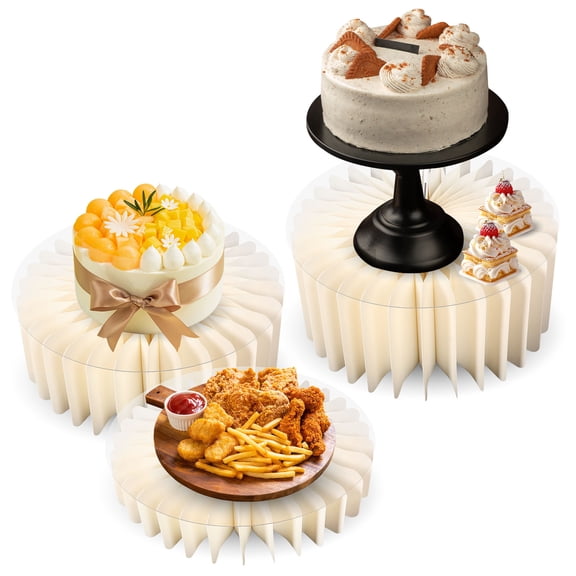 3 Pcs Buffet Risers Table Food Risers Foldable Cake Display Stands for Cake Display Birthday Wedding Catering Party