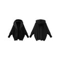 thumbnail image 3 of Women'S Solid Color Long-Sleeved V-Neck Hooded Jacket Casual Loose Plush Buttonless Jacket Black XXL, 3 of 7