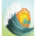 thumbnail image 3 of Tropical Duvet Cover Set, Exotic Coconut Palm Trees Sun Ocean Wave Summer Graphic, Decorative 3 Piece Bedding Set with 2 Pillow Shams, Calking Size, Green Petrol Blue, by Ambesonne, 3 of 3