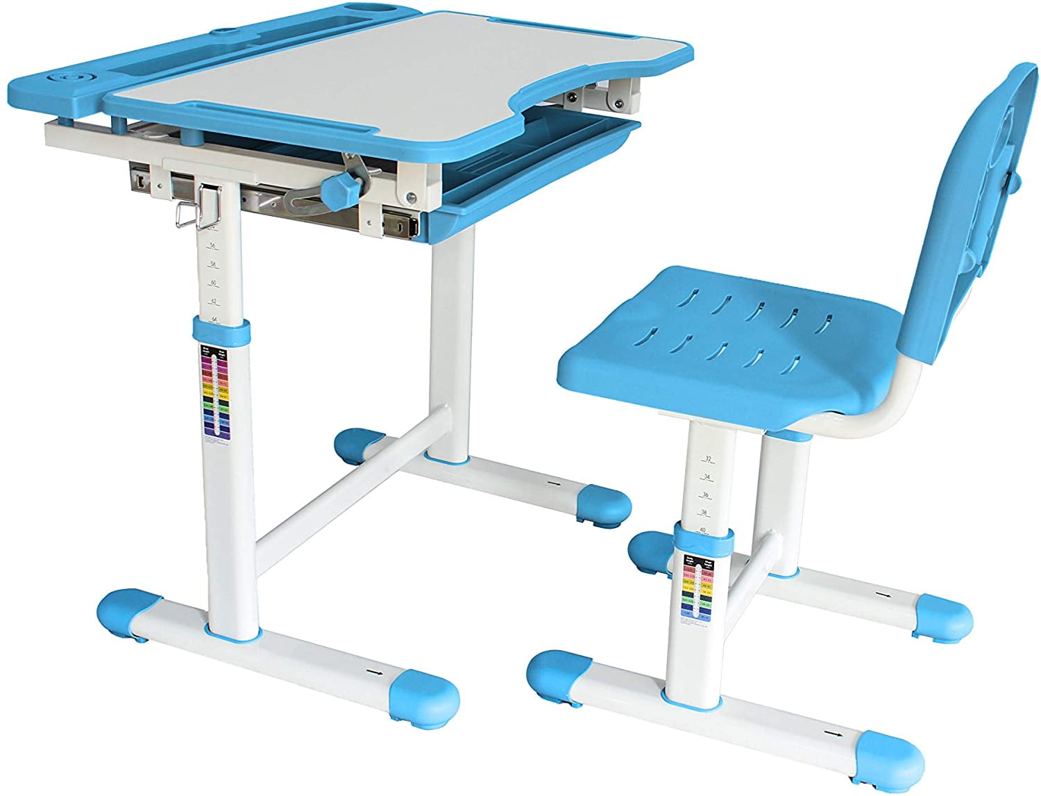 Wecan Ergonomic Kids Study Desk and Chair 2-Piece Activity Table and Chair Set, Blue