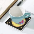 thumbnail image 5 of GZHJMY Square Drink Coasters, 4 Pcs Unicorn with Moon and Stars Absorbent Ceramic Coffee Coasters for Drinks with Cork Base Housewarming Gift for Home Decor, 5 of 6