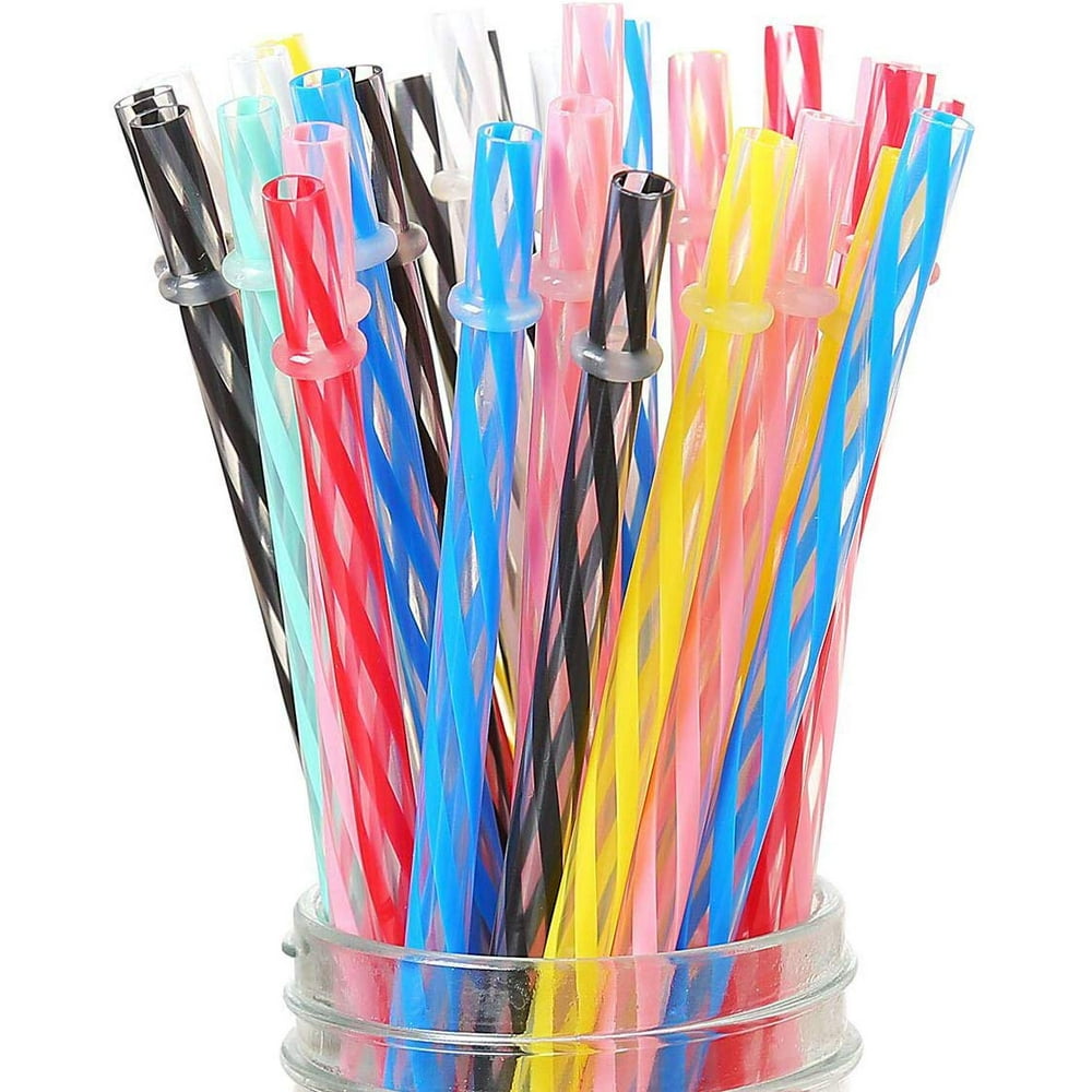 50PCS Reusable Plastic Straws for 30 oz Tumblers,Mason Jars - 9 Inches