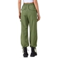 thumbnail image 3 of Pantalones Cargo Livianos de Cintura Alta con Cordón Elástico y Pierna Ancha con Bolsillos XL Verde, 3 of 6