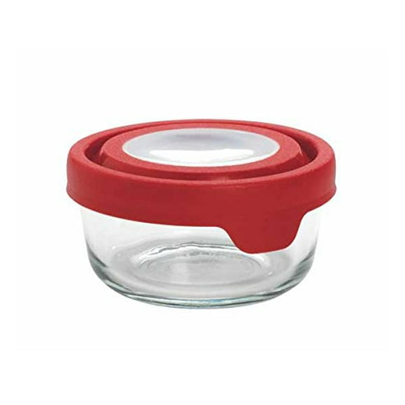 Anchor Hocking Conteneur de Rangement Rond en Verre TruSeal - 2 Tasses, Rouge