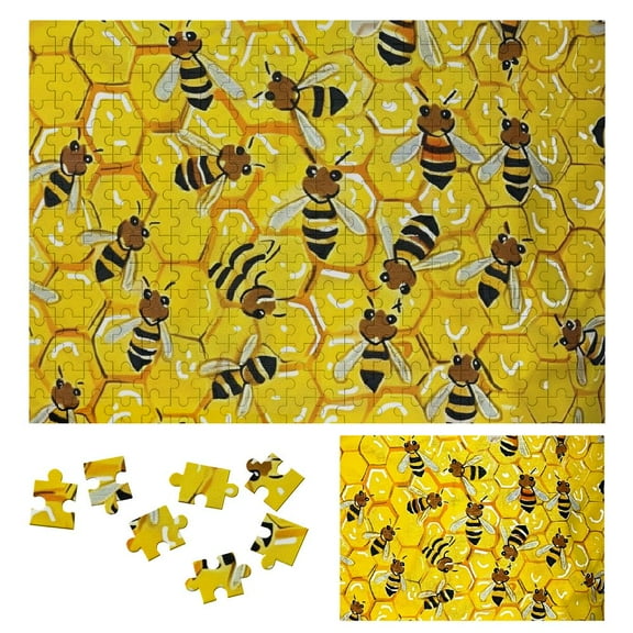 BCIIG Bees Beehive Wooden Jigsaw Puzzle Impossible Wooden Puzzles Gift for Family Friends 300 PCS