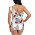 thumbnail image 5 of Picia Koi Fish Pattern Women's One Piece Swimsuits,One Shoulder Swimwear Asymmetric ,Ruffle Monokinis Bathing Suits,High Waisted Flattering Bathing Suits-Large, 5 of 8