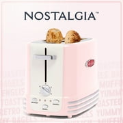 Nostalgia Retro 2 Slice Toaster, Vintage Toaster Oven for Bagels and Thick Bread, Pink