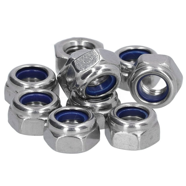 Nylon Insert Lock Nut, Standard Design A2-70 Stainless Steel Firm Locking Locknut Set Durable for Maintenance M3,M4,M5,M6,M8,M10,M12