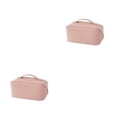 thumbnail image 2 of Ounissouiy Bolsa de almacenamiento de cosméticos, bolsa de artículos de tocador de cuero PU, estuche de baño para el hogar, contenedor de Rosado 2piezas, 2 of 6