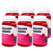 6 Pack - LEADER Glucose Tablets, Energy and Blood Sugar Support, Raspberry Flavor, 50 Chewable Tablets