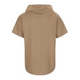 thumbnail image 4 of Glisme Boys Hooded Short Sleeve Linen Button Up Tops Casual Summer Breathable Beach Shirt Coffee Tops Size 7-8 Years, 4 of 9